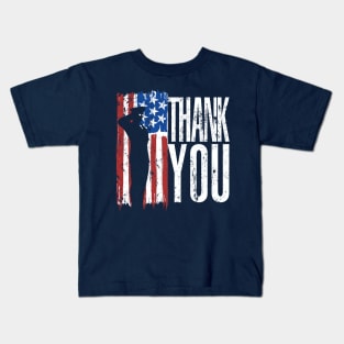 Patriotic American US Flag Thank You Veterans Day Kids T-Shirt